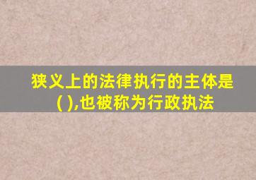 狭义上的法律执行的主体是( ),也被称为行政执法